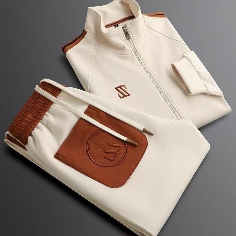 Designer Luxury Plus Size Men's Autumn Street Must-have New Fashion Stand Up Collar Casual Sports Comfortable Long Sleeved+loose Straight Leg Pan