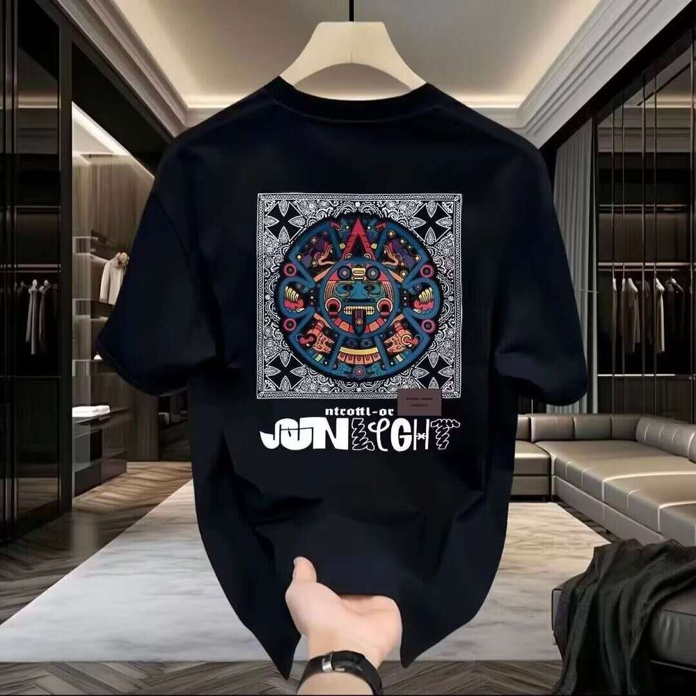 Designer 2026 Summer New American Style Heavy Cotton Fun Print Short-sleeve T-shirt For Men, Trendy Brand, Loose Casual Luxury Fit, Plus Size Free Shi