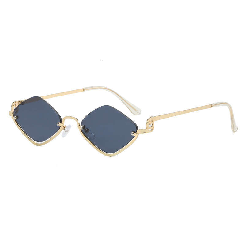 Half-Frame Diamond-Shaped Sunglasses For Men Women, European American Retro Small-Frame Sunglasses, Fashionable And Simple Beach Glasses Chunjinqiuli