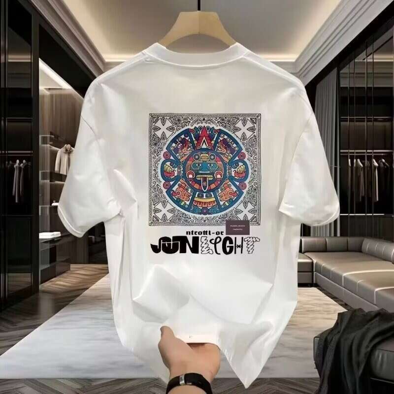 Designer 2026 Summer New American Style Heavy Cotton Fun Print Short-sleeve T-shirt For Men, Trendy Brand, Loose Casual Luxury Fit, Plus Size Free Shi