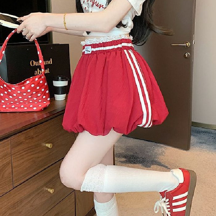 Summer Korean New Lace Trim Color Block Bud Designer Skirt Elastic High Waist Anti Exposure Mini Skirt Casual Trendy Versatile Half Skirt For Women