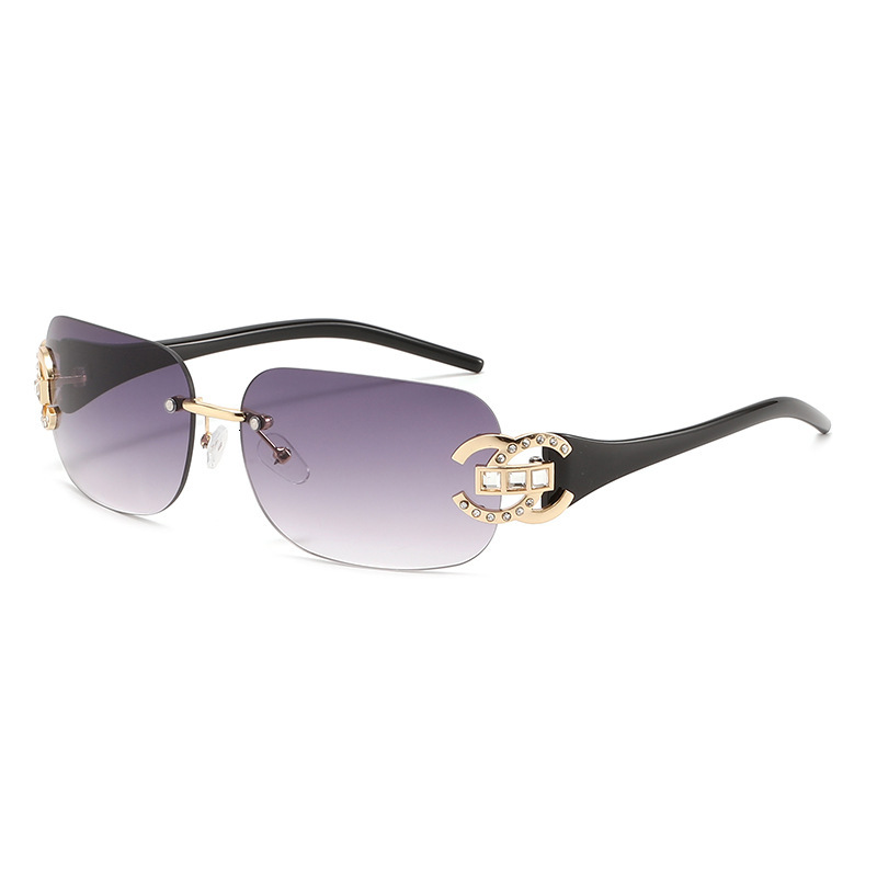 New European Retro Metal Rimless Sunglasses For Women High End Y2K Hot Girl Street Party UV Protection Outdoor Street Shooting Sun Shade Glasses