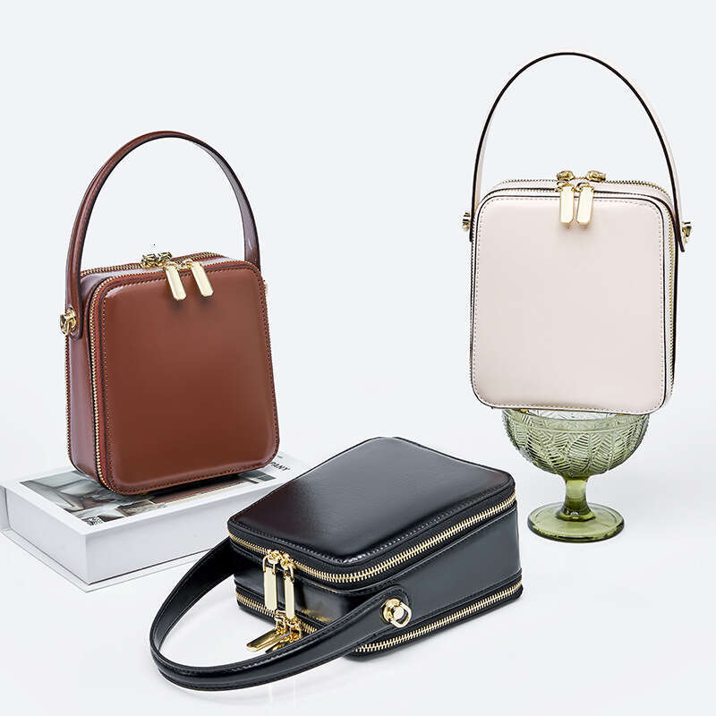 2026 Korean Niche Light Luxury Box Bag Genuine Leather Fashion Mini Shoulder Crossbody Handbag Versatile Casual Commuter Purse for Women SENYY