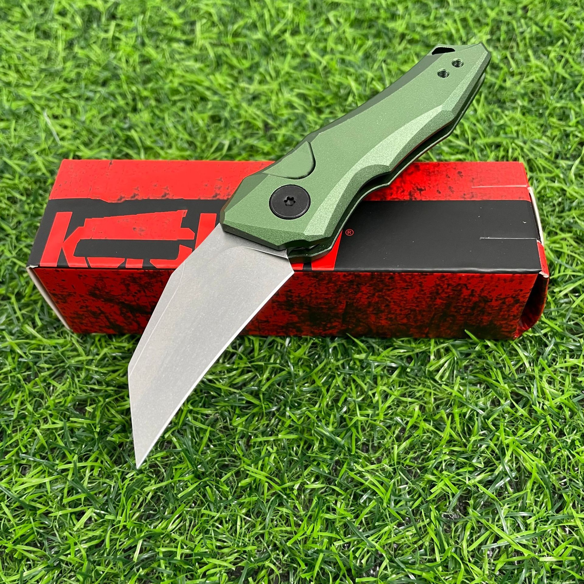 KS 7350 Pocket Folding Knife 8Cr13MoV Steel Blade Aluminum Alloy Handle Outdoor Hunting Cutting Travel Hiking Portable Knives