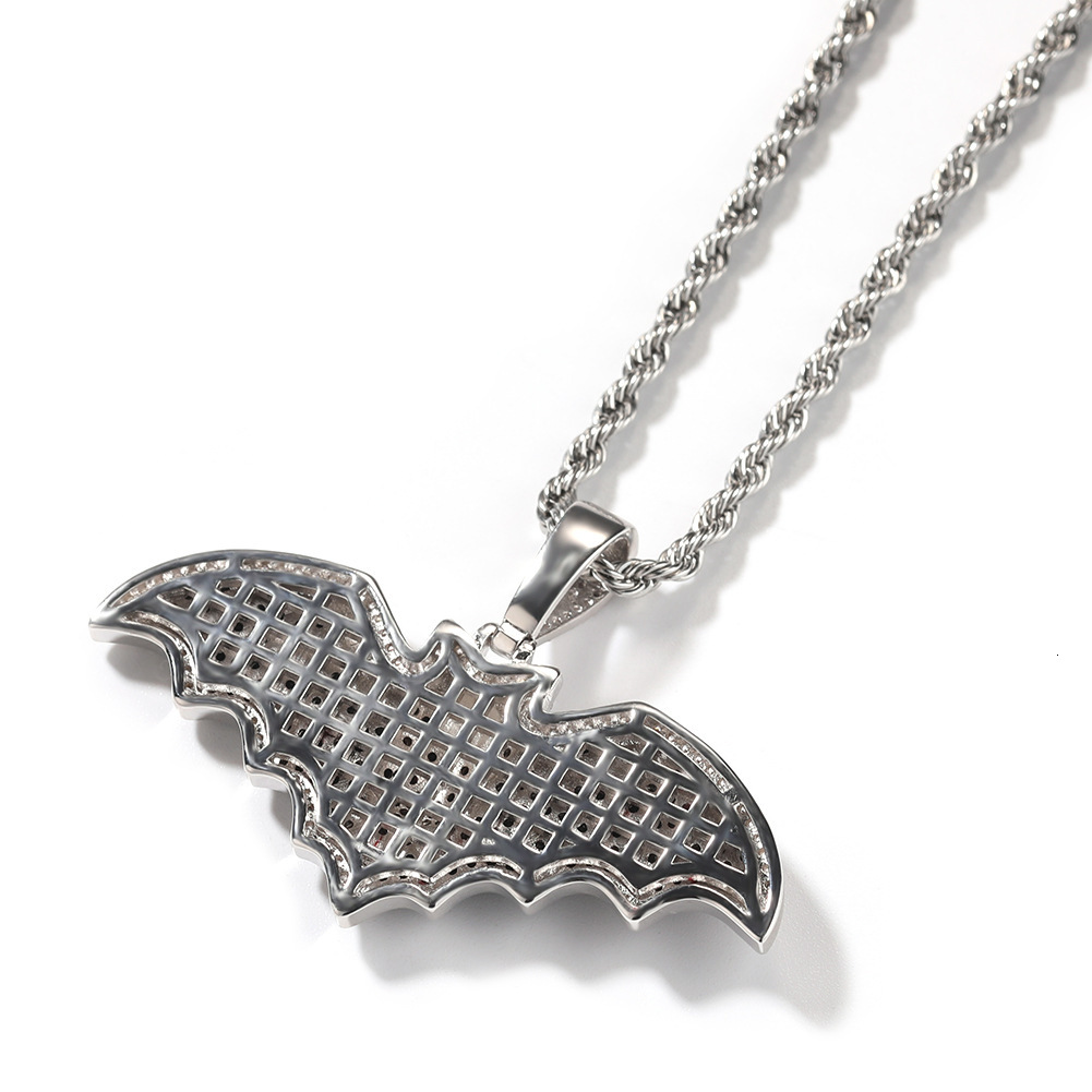 Designer Jewelry Creative New Dark Gothic Style Full Diamond Bat Pendant Personality Fashion Men Hip Hop Rap Necklace Trend Luxury brand accessories