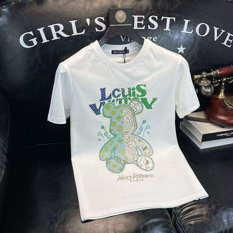Luxury Luxury Designer Clothes European-Style Light Luxury Short-Sleeve T-Shirt Men Trendy And Versatile For Summer With A Cute Shy Bear Print Mens Pu