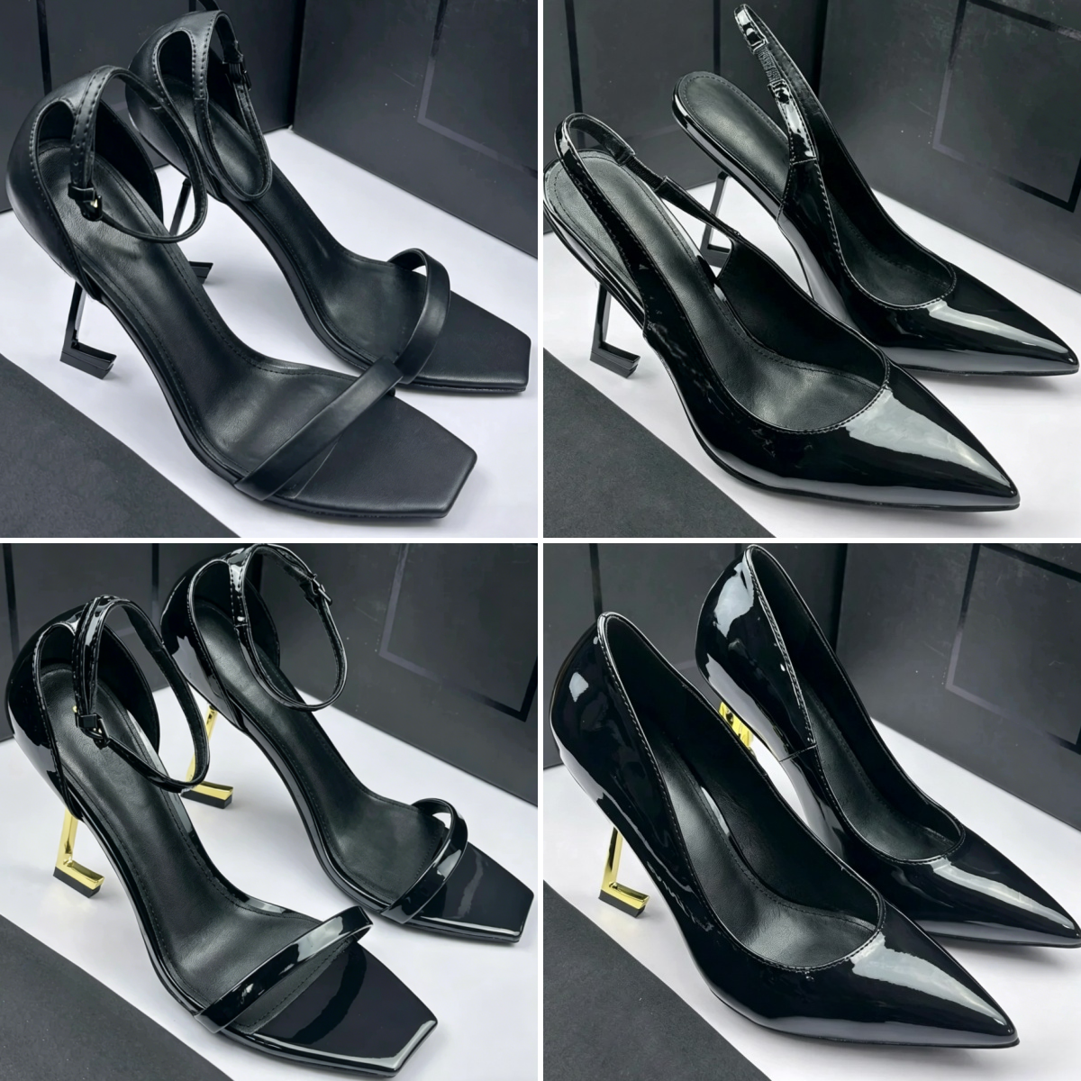 Designer Women High Heels Peep Toes Sandals Dress Shoes Luxury Brand Letter Heels Black Gold Red 8cm 10cm Sexy Peep Toes Wedding Shoes Size 35-42