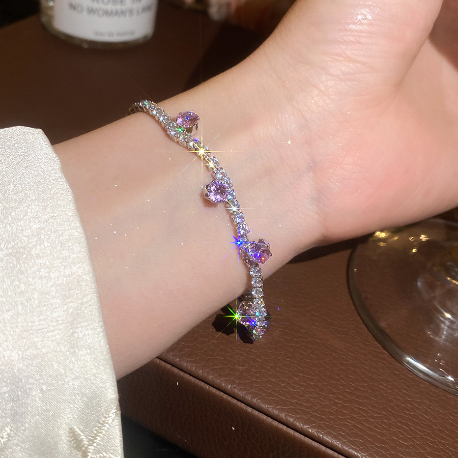 2026 New Colorful Zircon Round Flower Bracelet, Romantic Style Versatile Bangle, Light Luxury High-End Jewelry - view 4