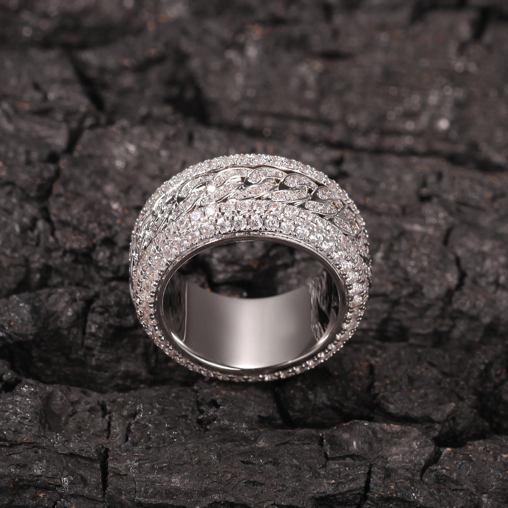 Designer Jewelry Hiphop microinlaid zirconia rotatable ring real gold plated fashionable and unique ring for trendy individuals Luxury brand accessori