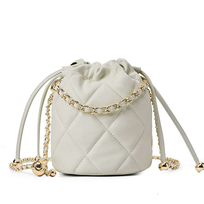 2026 New Korean Niche Bucket Bag Genuine Leather Mini Chain Crossbody Handbag Versatile Casual Shoulder Purse for Women Daily Travel SENYY