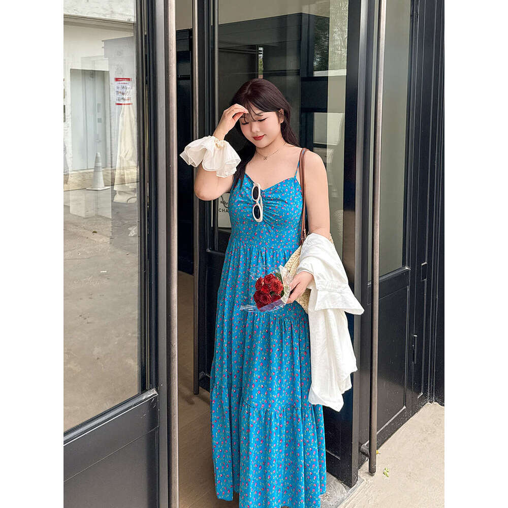 2026 European American Style Elegant Spring New Dress With Printed Chiffon, Long Sleeves, V-Neck, And Tie Belt