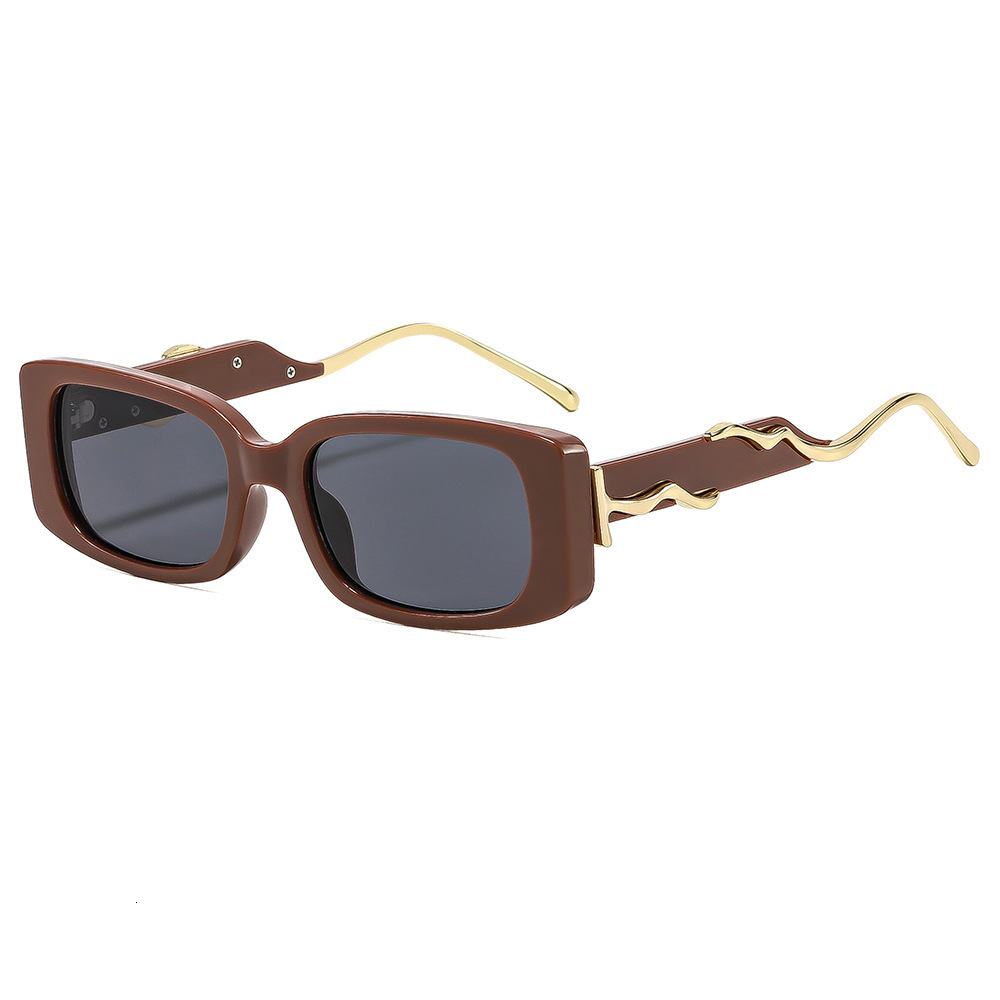 Square Frame Retro Designer Sunglasses Unisex High End Metal Wrapped Temple Korean Hip Hop UV Protection Outdoor Street Shooting Sun Shade Glasses