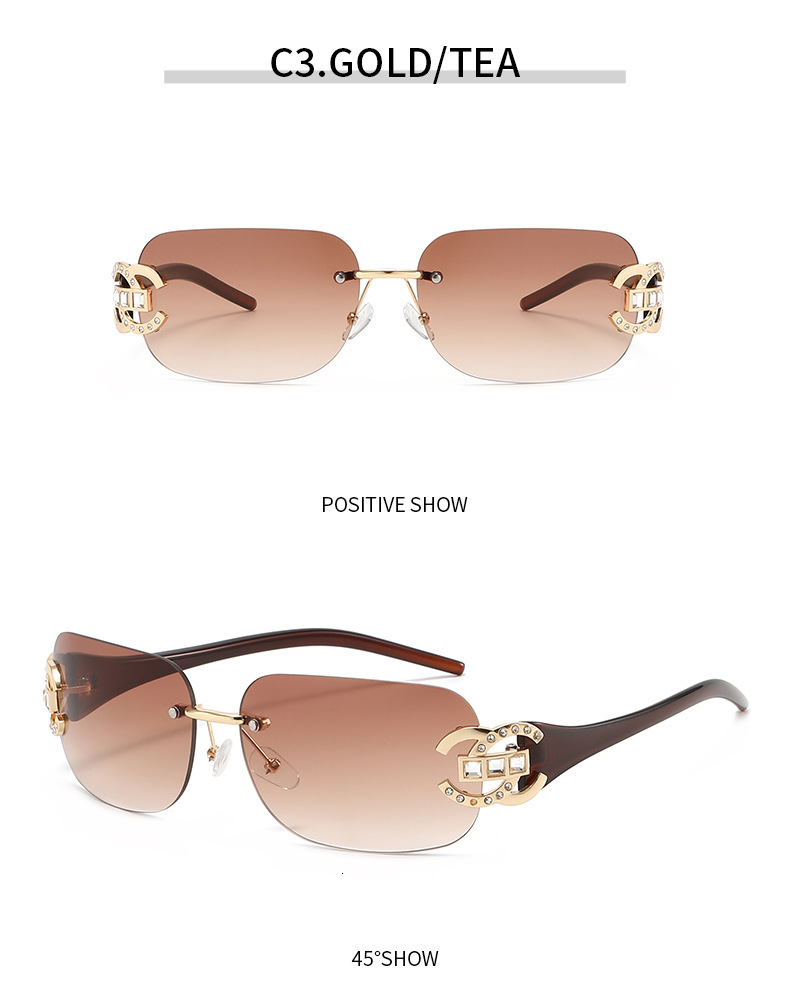 New European Retro Metal Rimless Sunglasses For Women High End Y2K Hot Girl Street Party UV Protection Outdoor Street Shooting Sun Shade Glasses