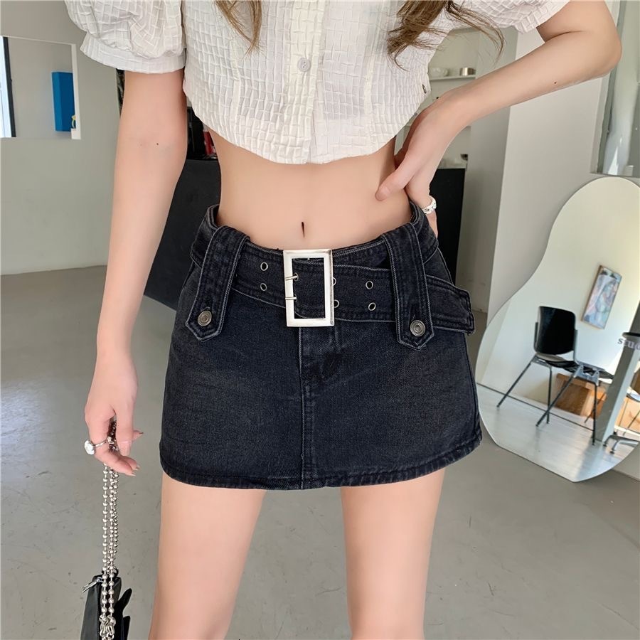 Summer Spicy Girl A Line Hip Wrapped Designer Skirt Anti Exposure High Waist Slim Denim Mini Skirt Fashion White Casual Daily Streetwear Trendy Half S
