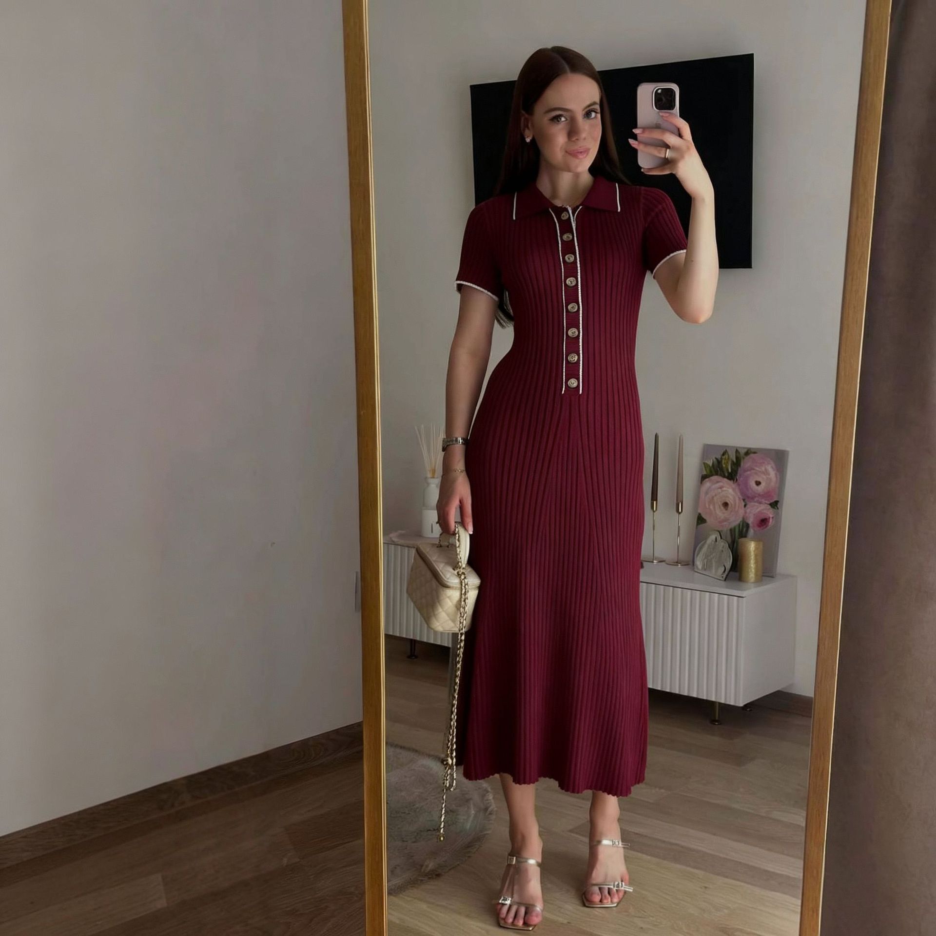 New Lapel Slim Fit Temperament Splicing Color Block Wrap Hip Short Sleeve Long Single-breasted Designer Dress Elegant Fashion Casual Daily Party Stree