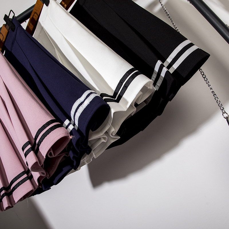 New Pleated Designer Skirt Preppy Style Elastic Waist Color Block JK Uniform Mini Skirt Elegant Temperament Casual Daily Streetwear Trendy Versatile H