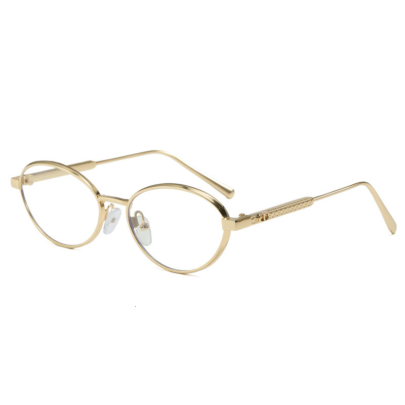 New Women's Metal Small Oval Designer Sunglasses European Internet Celebrity Eyewear Outdoor Street Shooting Trendy High-end UV Protection Fashio