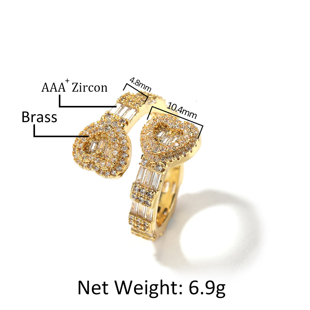 Designer Jewelry Trendy diamondencrusted heartshaped hiphop ring personalized ring new ins trendy brand couple accessory Luxury brand accessories