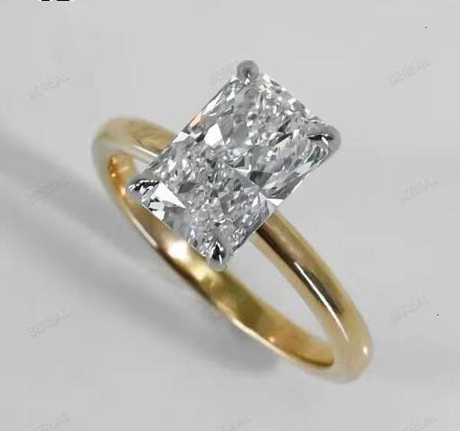 IGI Certified Vvs Cvd Lab Grown Created Diamond 10k 14k 18k Soild Gold Radiant Cut Engagement Ring 2Ct 3Ct