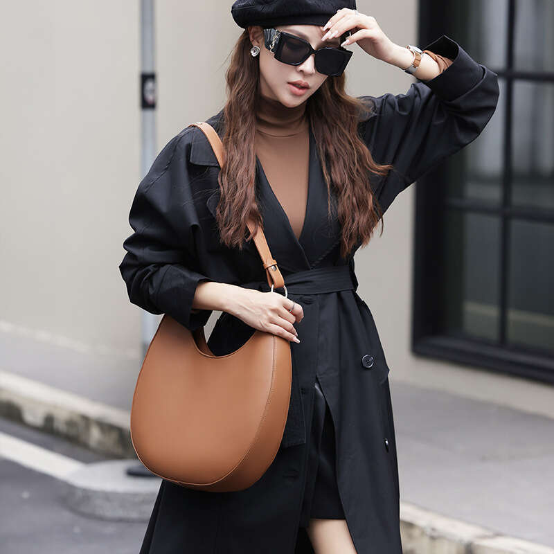 New Niche Design Irregular Crescent Half Round Bag Genuine Leather Underarm Shoulder Crossbody Tote Luxury Versatile Commuter Handbag for Women SENYY