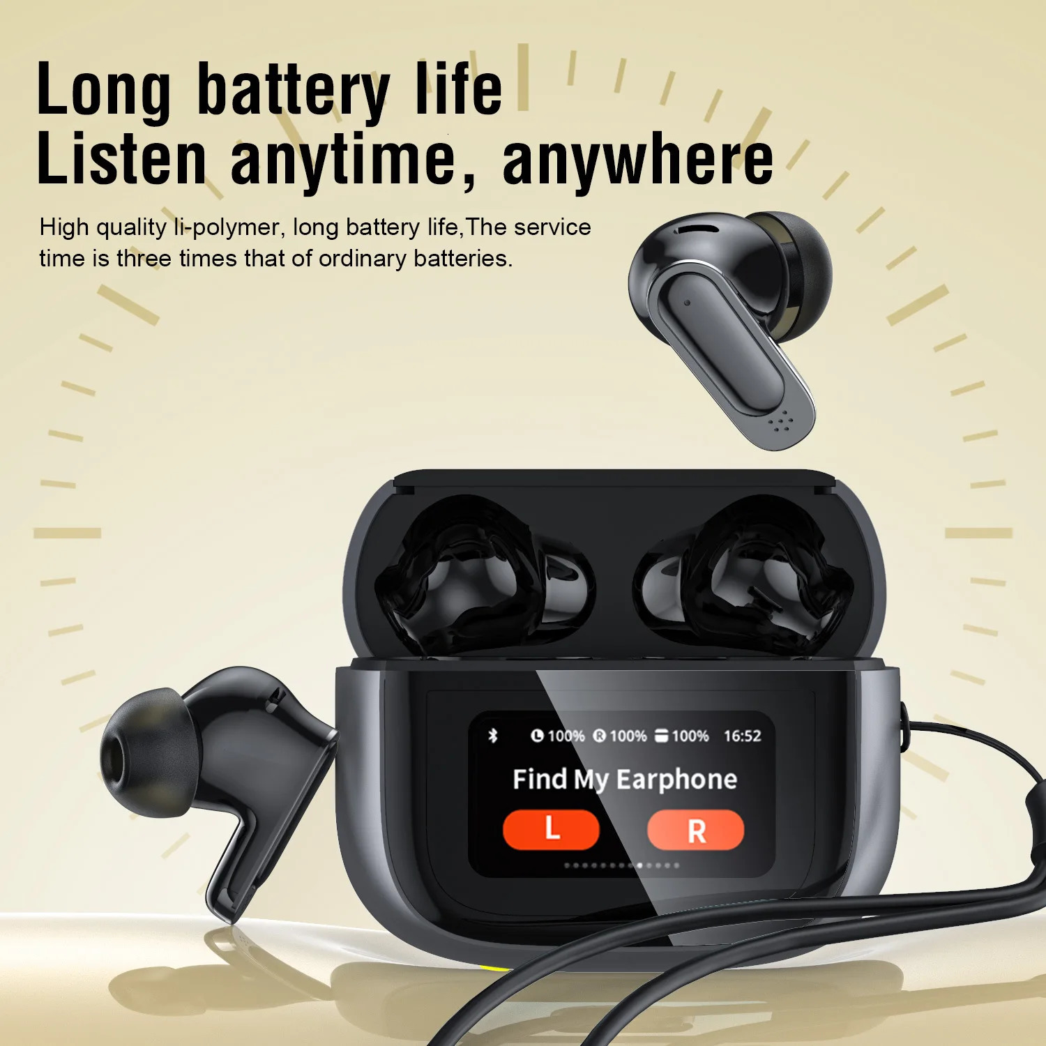 BOSECXT Ultra V11 Smart Touch Multi functional Large Screen TWS Wireless ANC Noise Cancelling Earbuds Enc Heavy Bass Earbuds 260423
