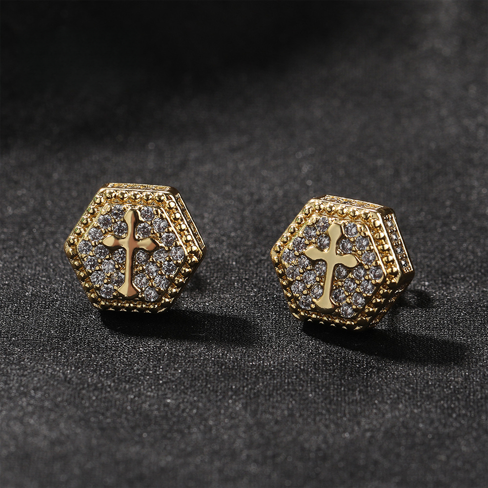Designer Jewelry Unique hiphop style square earrings creative niche design with eight stars and eight swords studded with diamonds Luxury brand access
