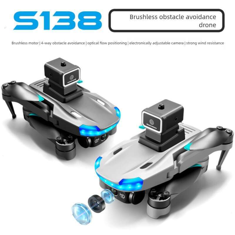 S138 Brushless Foldable Drone 4 Sides Obstacle Avoidance Optical Flow Positioning High Speed Windproof 4K HD Aerial Photography Mini Quadcopter Kids R