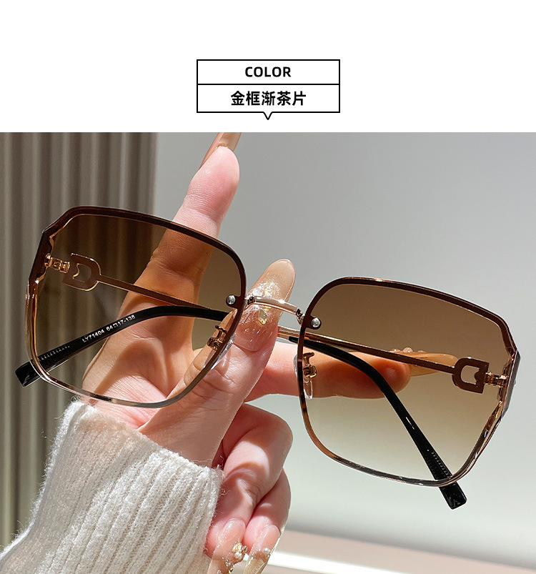 New Curved Surface Designer Sunglasses Women Plain Face Fashion Temperament Minimalist Light Luxury Outdoor Daily Driving Travel Shopping Party UV Pro