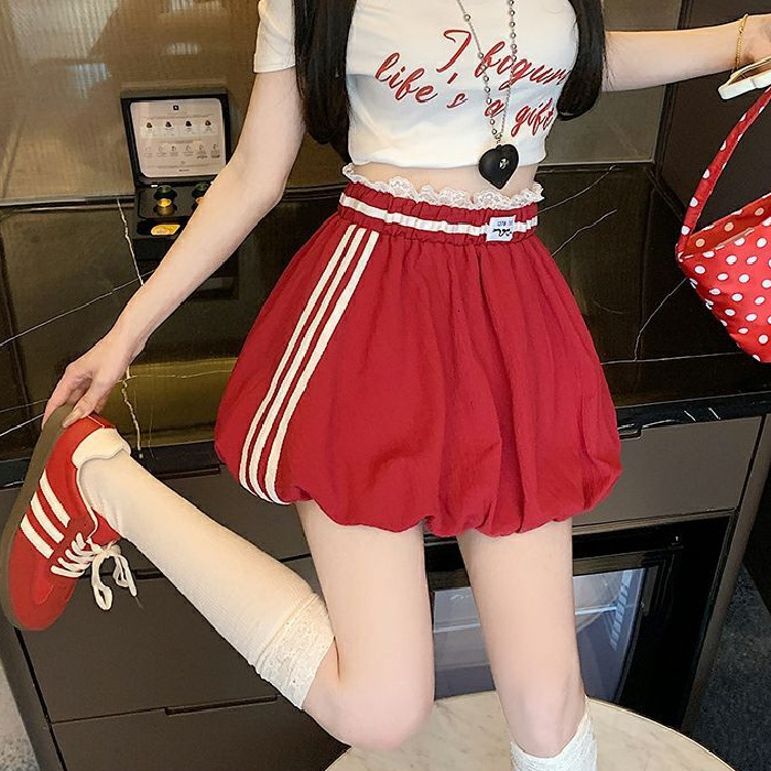 Summer Korean New Lace Trim Color Block Bud Designer Skirt Elastic High Waist Anti Exposure Mini Skirt Casual Trendy Versatile Half Skirt For Women