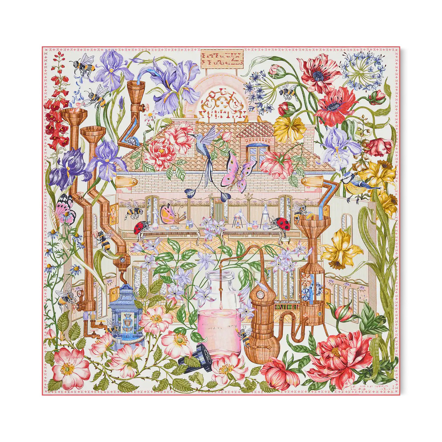 Luxury Silk Scarf Women's Designer Scarf Fashion Hijab Women's floral alphabet Design Alphabet Print Cape 90X90cm