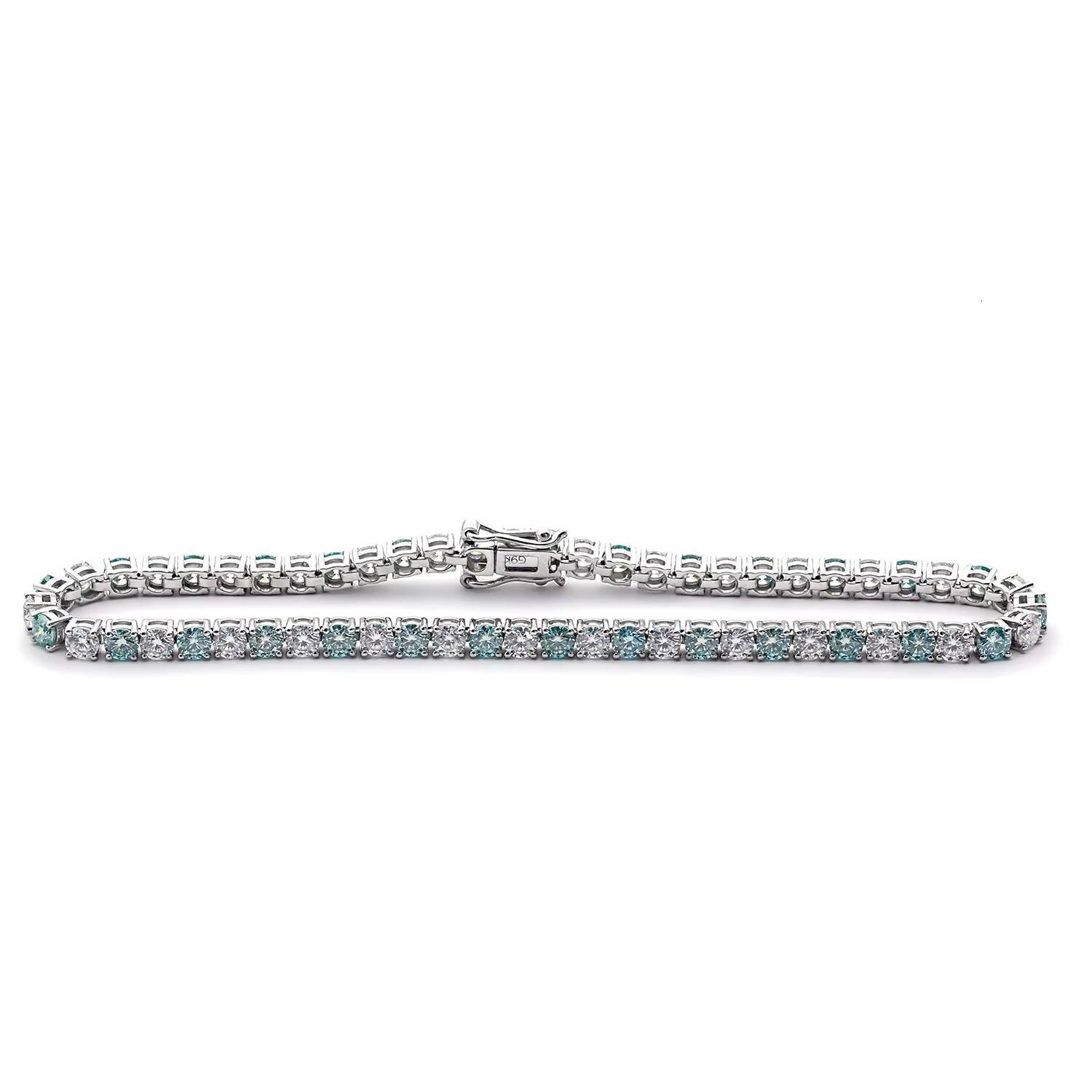 KIBO Hip Hop Jewelry 9K Gold 3mm 4mm Blue and White Color Iced Out Moissanite Tennis Bracelet - view 4