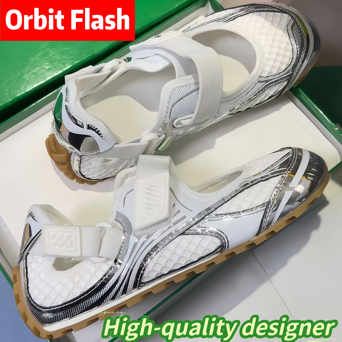 Designer Casual Shoes Women Men Orbit Flash Mary Jane Sneakers Soft Suede Lightweight Nylon Adjustable Strap Round Toe Ballet Flat Top Quality Sneaker Size 35-45