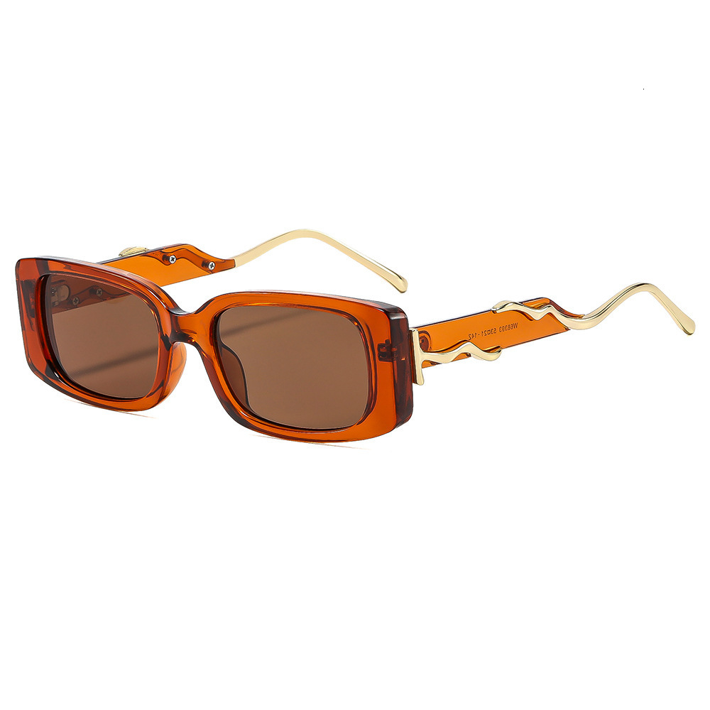 Square Frame Retro Designer Sunglasses Unisex High End Metal Wrapped Temple Korean Hip Hop UV Protection Outdoor Street Shooting Sun Shade Glasses