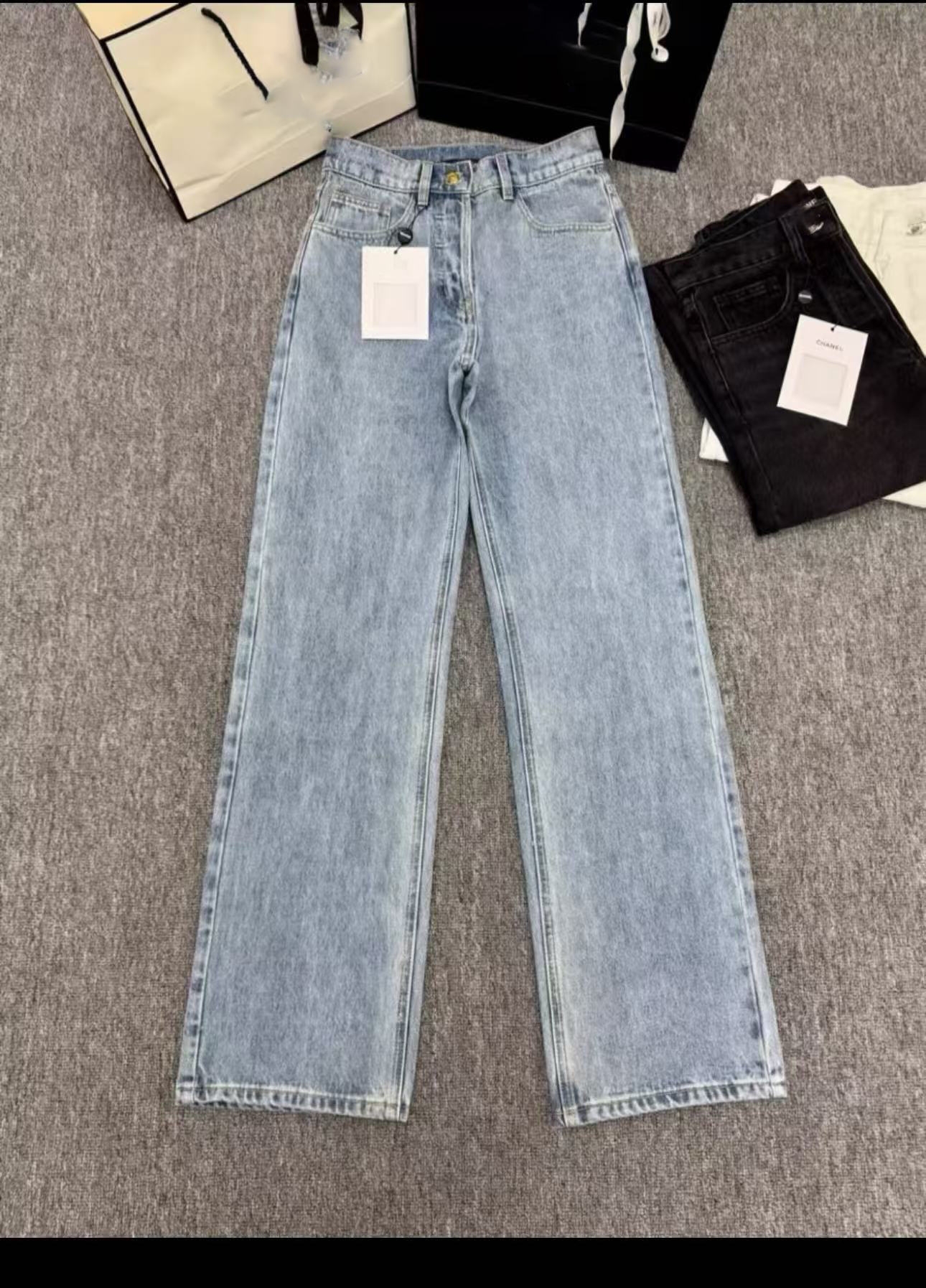 Women's new embroidered wide-leg jeans for spring and autumn. Stretchy, slim-fit narrow straight-leg long pants. Available in sizes S----2XL.