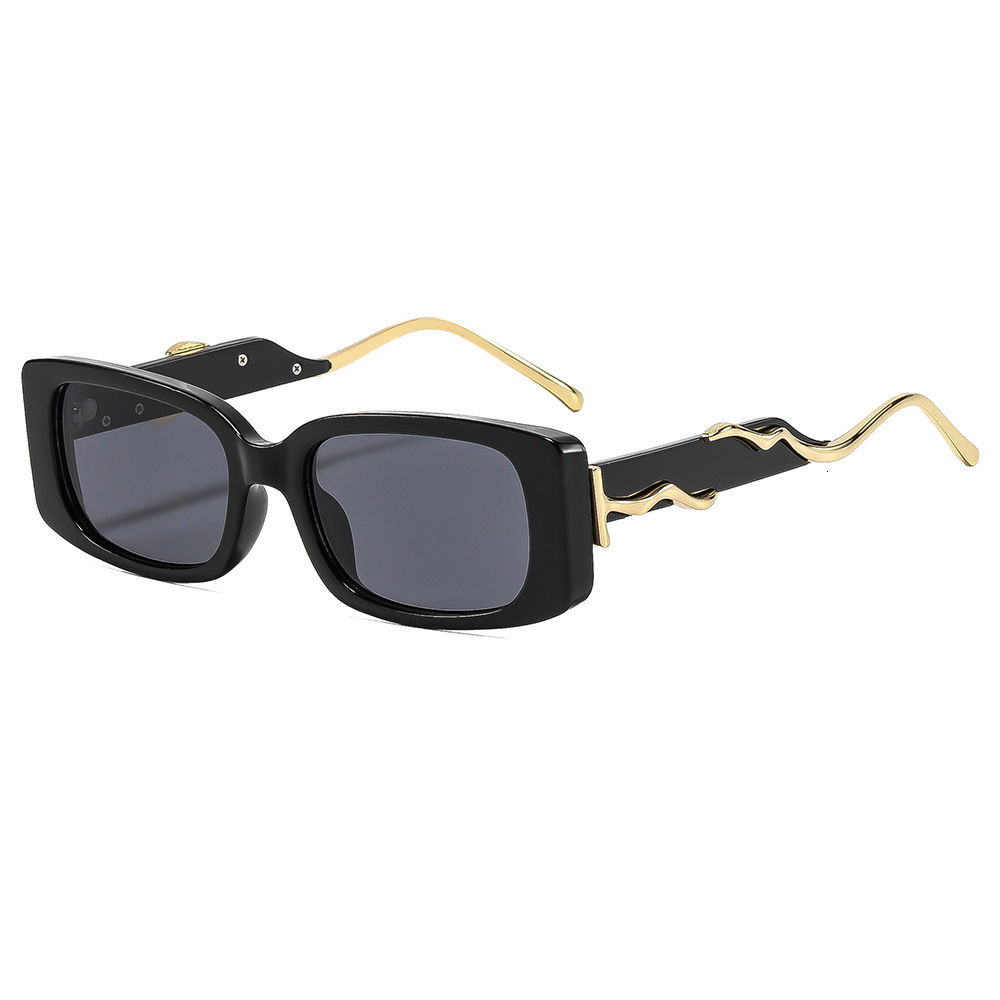 Square Frame Retro Designer Sunglasses Unisex High End Metal Wrapped Temple Korean Hip Hop UV Protection Outdoor Street Shooting Sun Shade Glasses