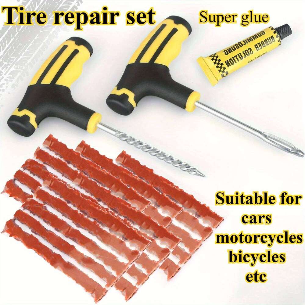 Professional Tool Set with High Strength Glue Comprehensive Kit for Quick Tire Damage Repair