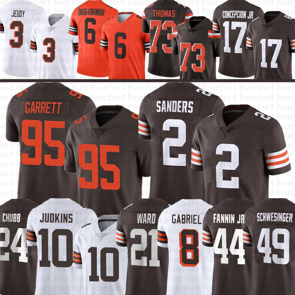 Shedeur Sanders Myles Garrett Football Jersey Quinshon Judkins Denzel Ward Jerry Jeudy Spencer Fano Concepcion Dillon Gabriel Carson Schwesinger Harold Fannin Jr