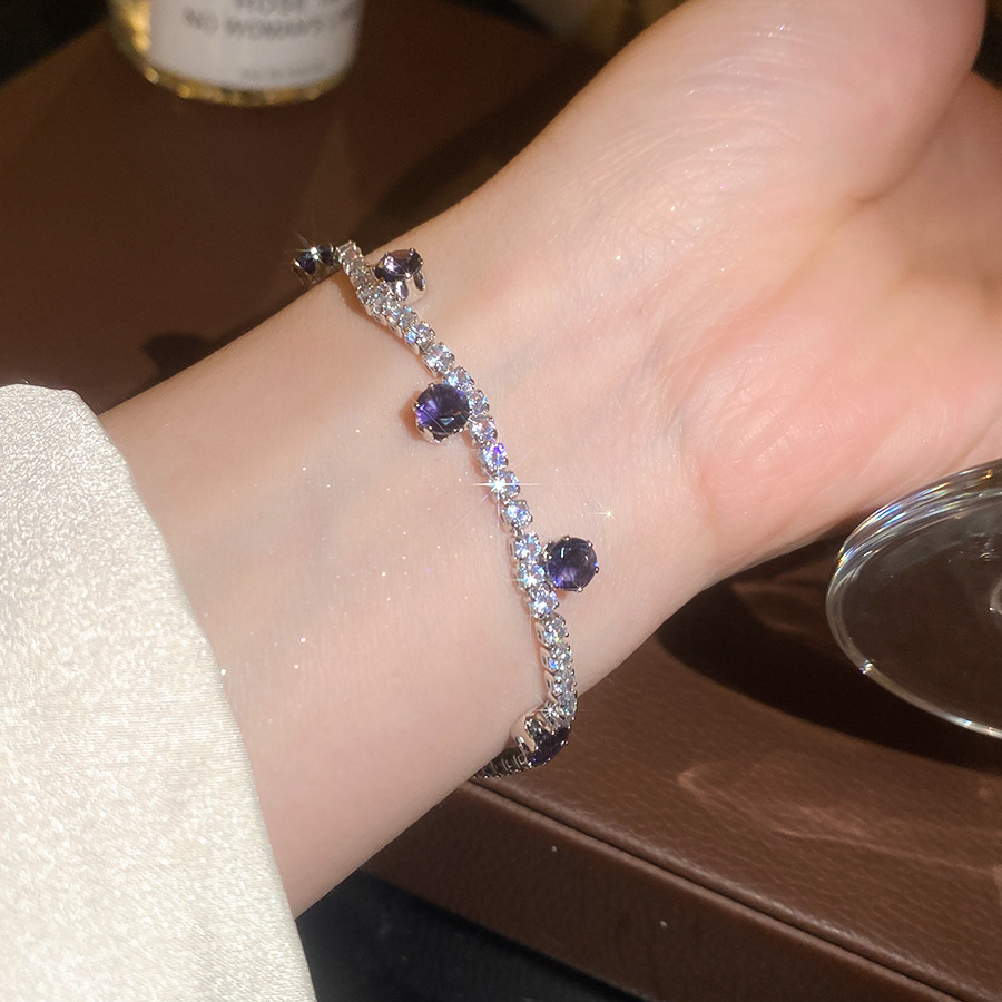 2026 New Colorful Zircon Round Flower Bracelet, Romantic Style Versatile Bangle, Light Luxury High-End Jewelry - view 6