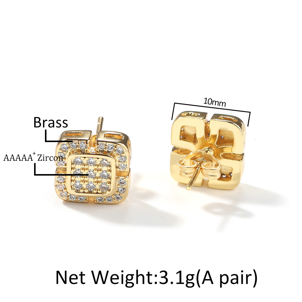 Designer Jewelry Unique hiphop style square earrings creative niche design with eight stars and eight swords studded with diamonds Luxury brand access