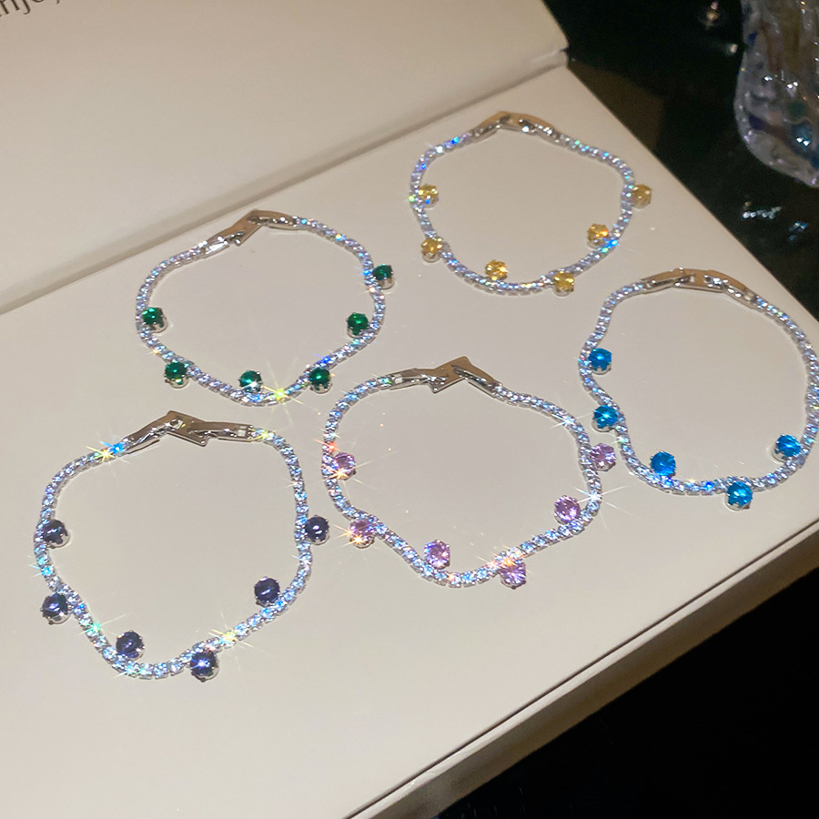 2026 New Colorful Zircon Round Flower Bracelet, Romantic Style Versatile Bangle, Light Luxury High-End Jewelry - view 3