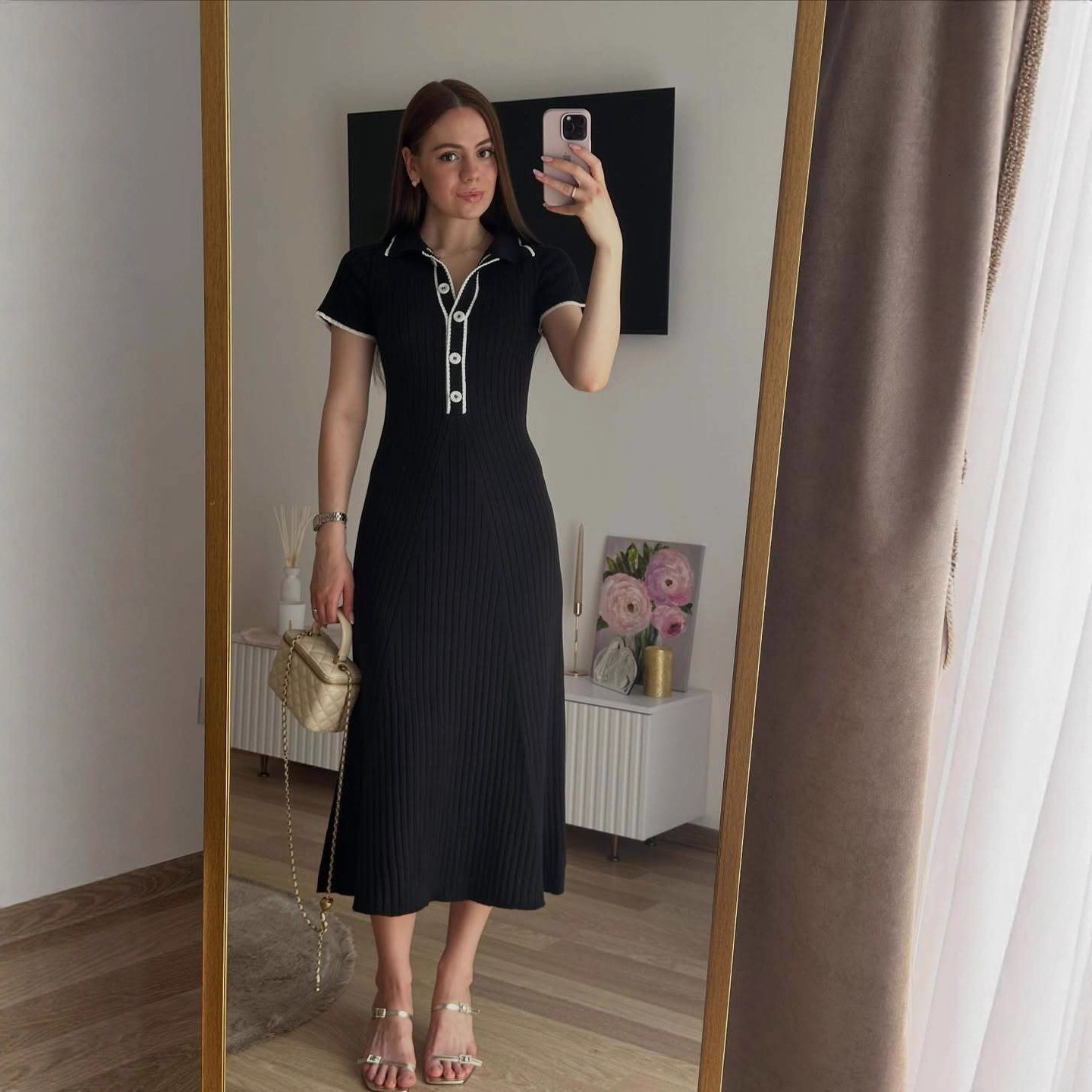 New Lapel Slim Fit Temperament Splicing Color Block Wrap Hip Short Sleeve Long Single-breasted Designer Dress Elegant Fashion Casual Daily Party Stree