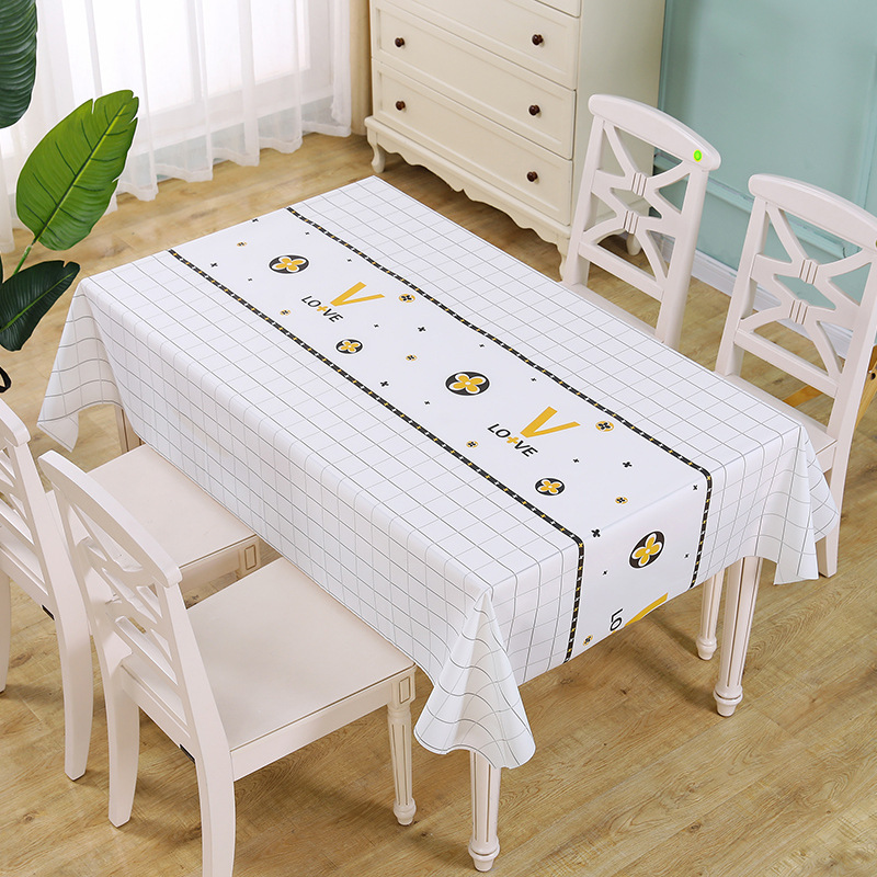 YL-38590 Custom Premium Tablecloth, Waterproof, Oil-proof, Wash-free, Rectangular Grid Tablecloth