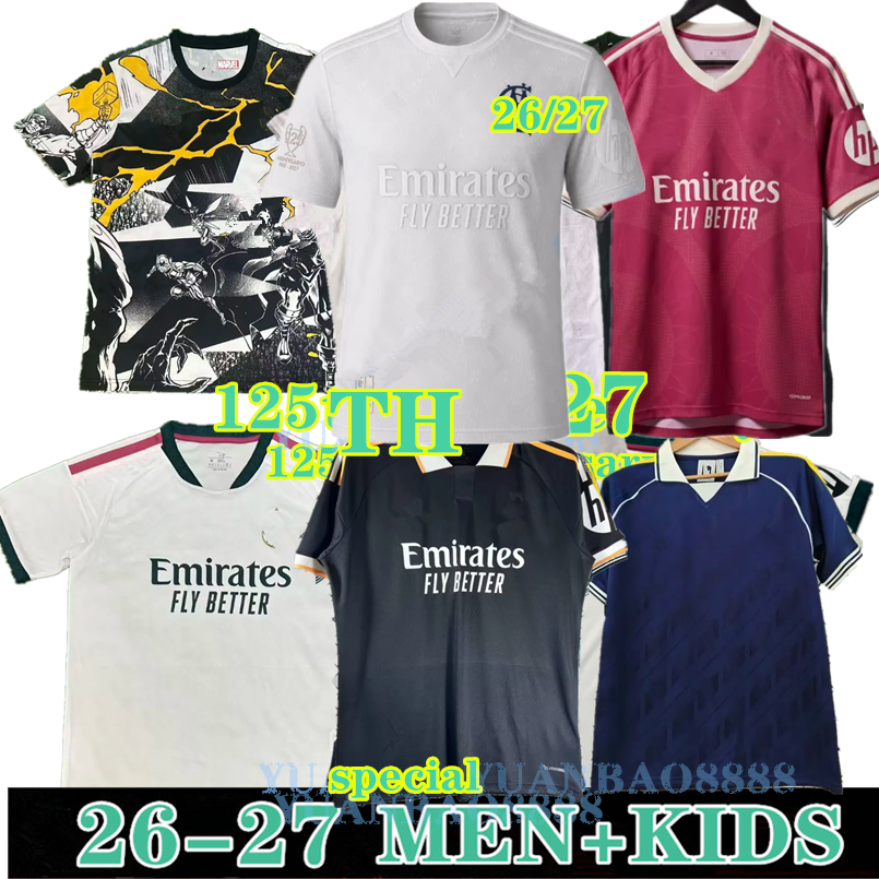 Real MBAPPE MadridS Soccer Jersey Player Fans 2025 2026 BELLINGHAM VINI JR Home Away RODRYGO VALVERDE ENDRICK Men Kids Football Shirt Uniforms 125th anniversary