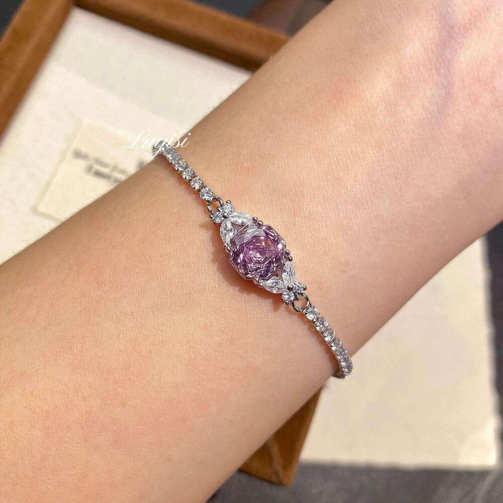 Octagonal Millennium Cut Sea Blue Sparkling Butterfly Fashion Light Luxury Rose Flower Full Inlaid with Diamonds Bracelet Jewelry - view 8