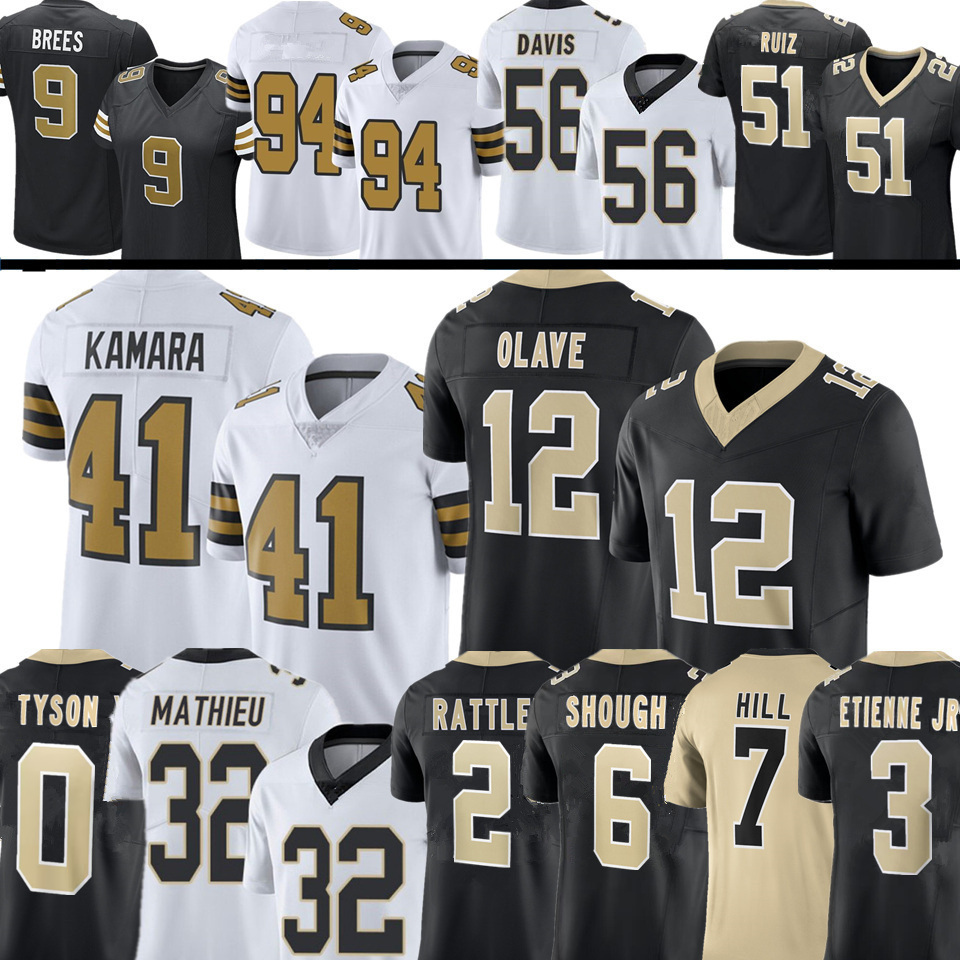 Chris Olave Alvin Kamara Tyler Shough Football Jersey Travis Etienne Jr Tyson Chase Young Taysom Hill Spencer Rattler Demario Davis Ga'Quincy McKinstry McAllister
