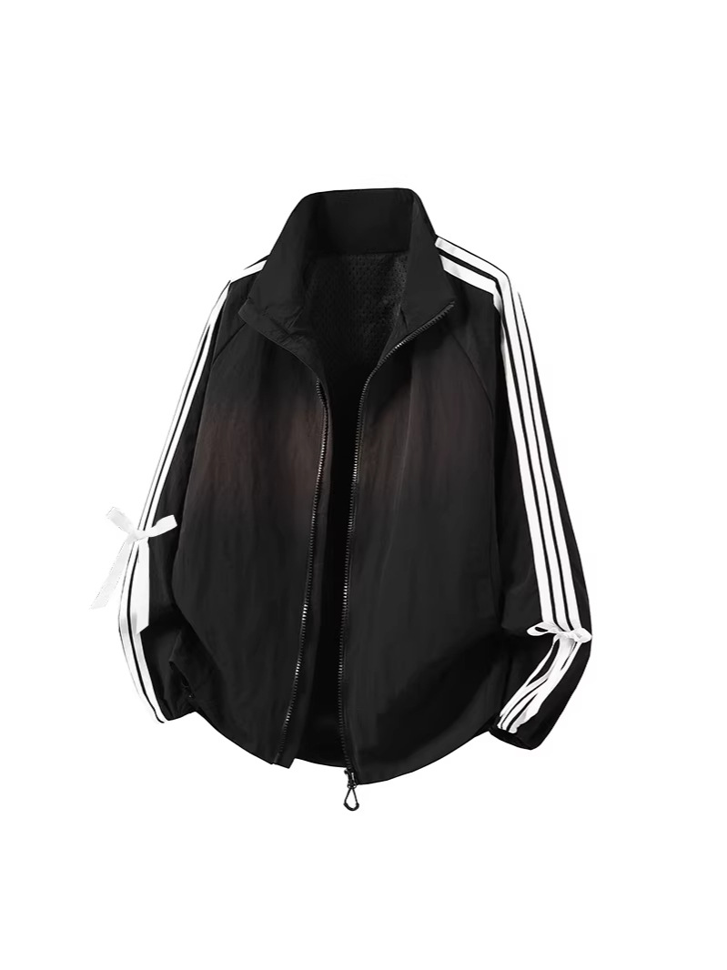 new Women's black sports jacket thin style for spring and autumn women's upper garment