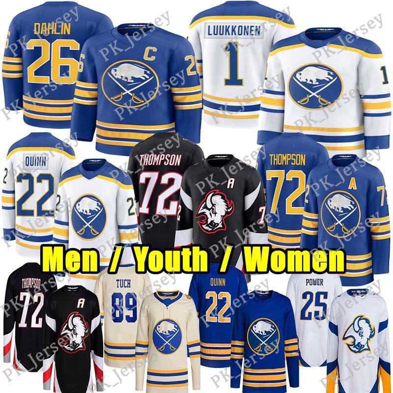 #72 Tage Thompson #26 Rasmus Dahlin Buffalo Hockey Jersey Luukkonen Quinn Power Byram Tuch Krebs Levi Benson Stitched Jersey 937