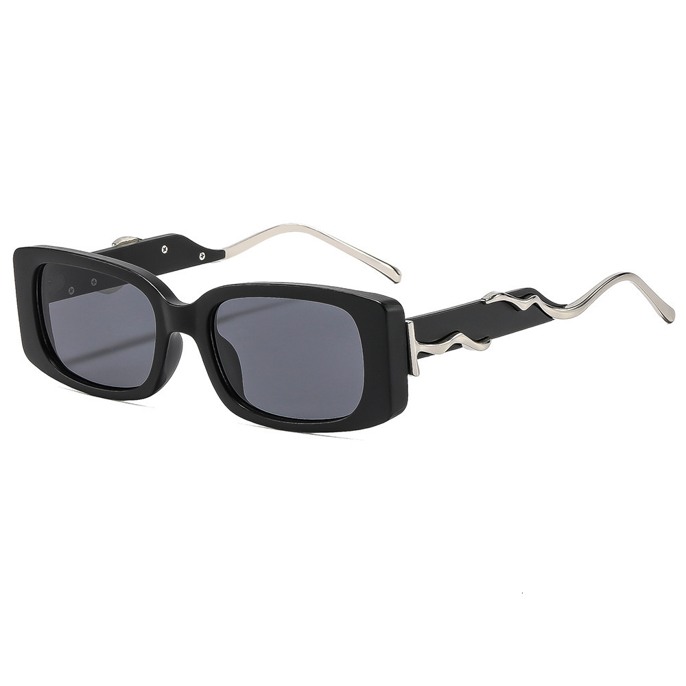 Square Frame Retro Designer Sunglasses Unisex High End Metal Wrapped Temple Korean Hip Hop UV Protection Outdoor Street Shooting Sun Shade Glasses