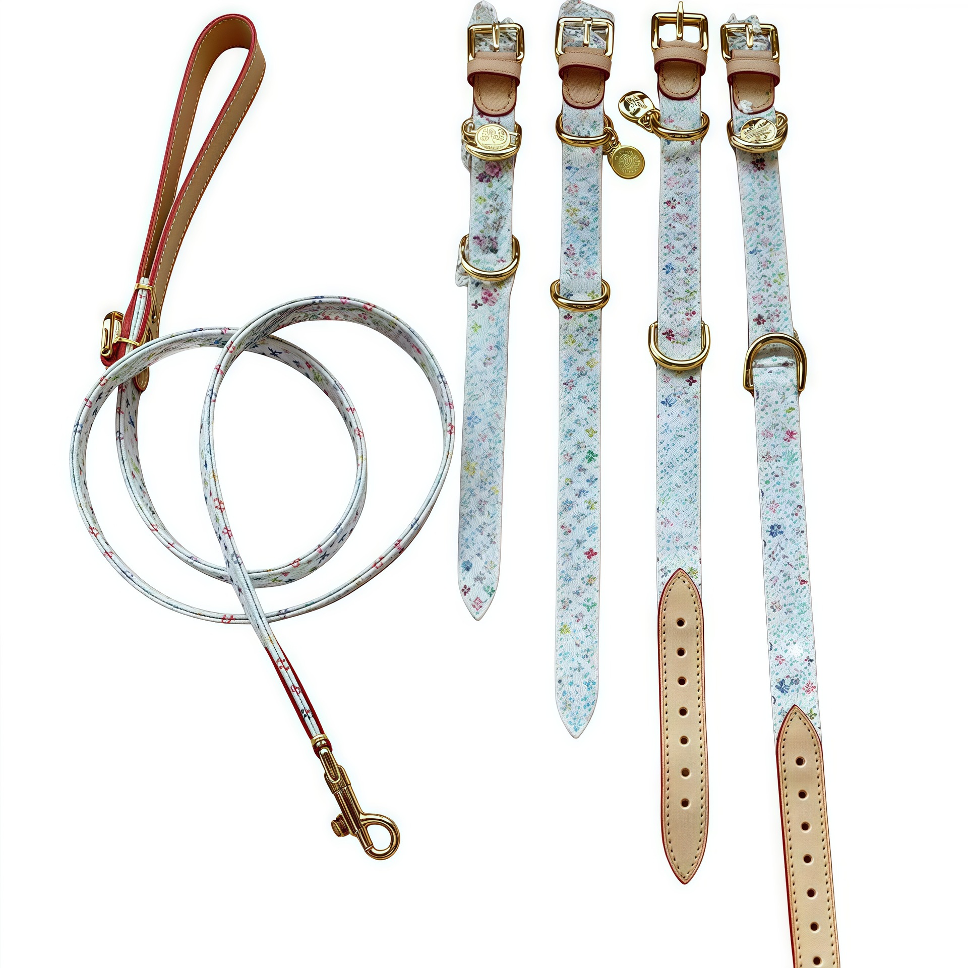 Designer Dog Collar Leash with Metal L Tag Premium Leather Luxury Dog Collar Walking Running Training Purposes Durable Strong Adjustable Male Female D