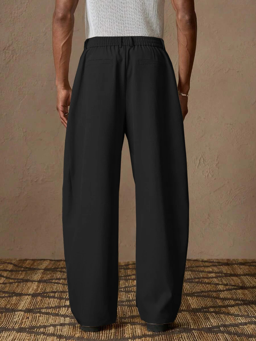 light business elegant Italian style Naples solid color button pleated high waisted pants for mens suit pants 260430